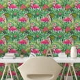 thumbnail image 2 of Ambesonne Tropical Peel & Stick Wallpaper for Home, Dreamy Flamingo Hibiscus, 13"x36", Hot Pink Jade Green, 2 of 5