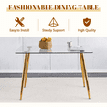 thumbnail image 4 of LUFTUT 51" Glass Dining Table, Rectangular Tempered Glass Top with Rounded Corners, Gold Metal Tapered Legs, Modern Kitchen & Dining Room Table, Easy Assembly, Small-Space Friendly, 4 of 7