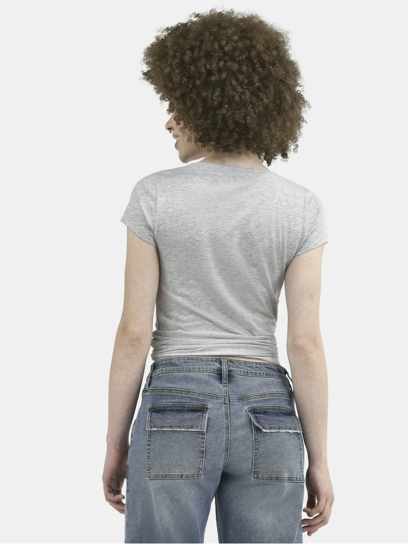 T-Shirt Femme No Boundaries - Gris Argenté Taille S - Occasion Parfait État