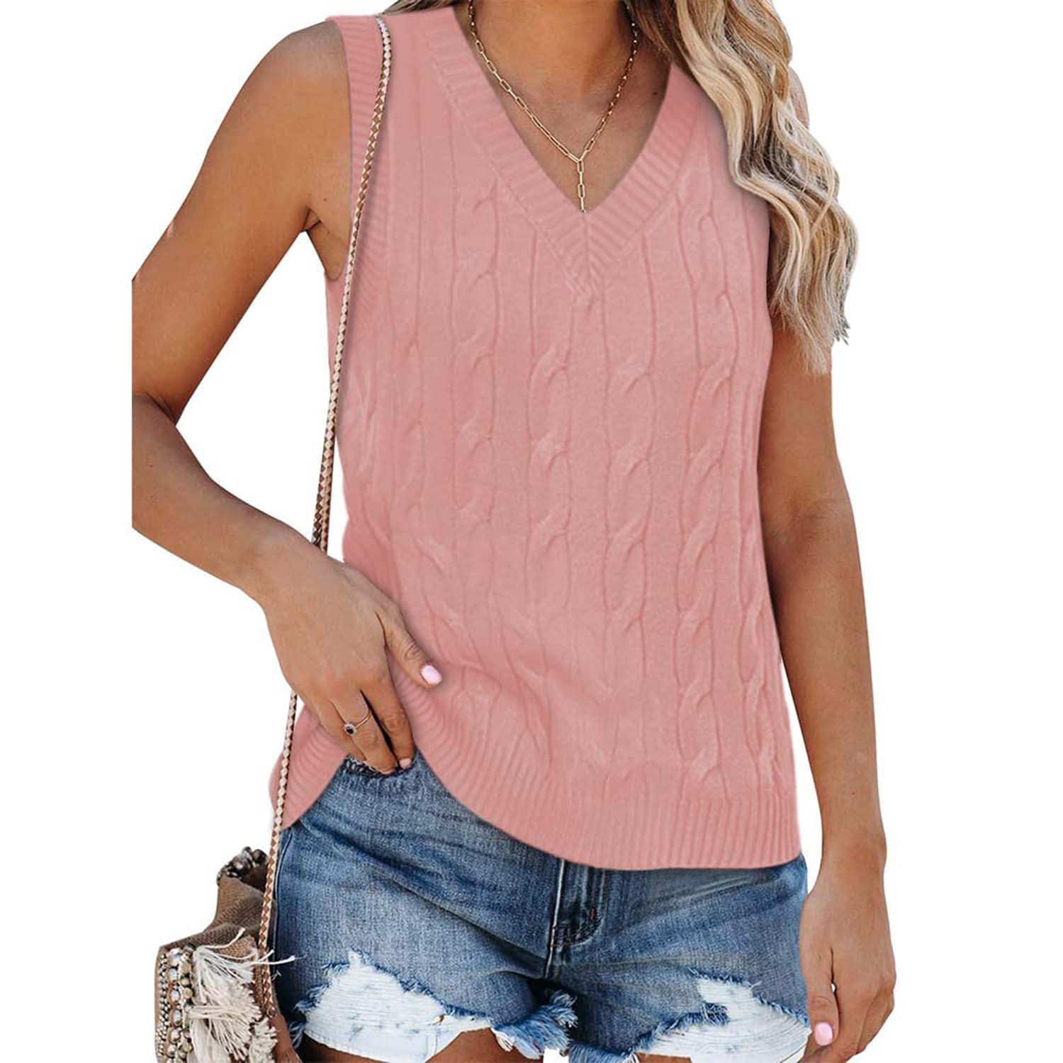 Veatzaer Women s Top Sleeveless Knit Tank Top V Neck Solid Color veatzaer-women-s-top-sleeveless-knit-tank-top-v-neck-solid-color