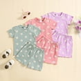 thumbnail image 3 of Toddler Baby Girl Clothes Ribbed Knit Short Sleeve T Shirt Shorts Sets Little Girl Summer Outfits Clothing Set, 3 of 4