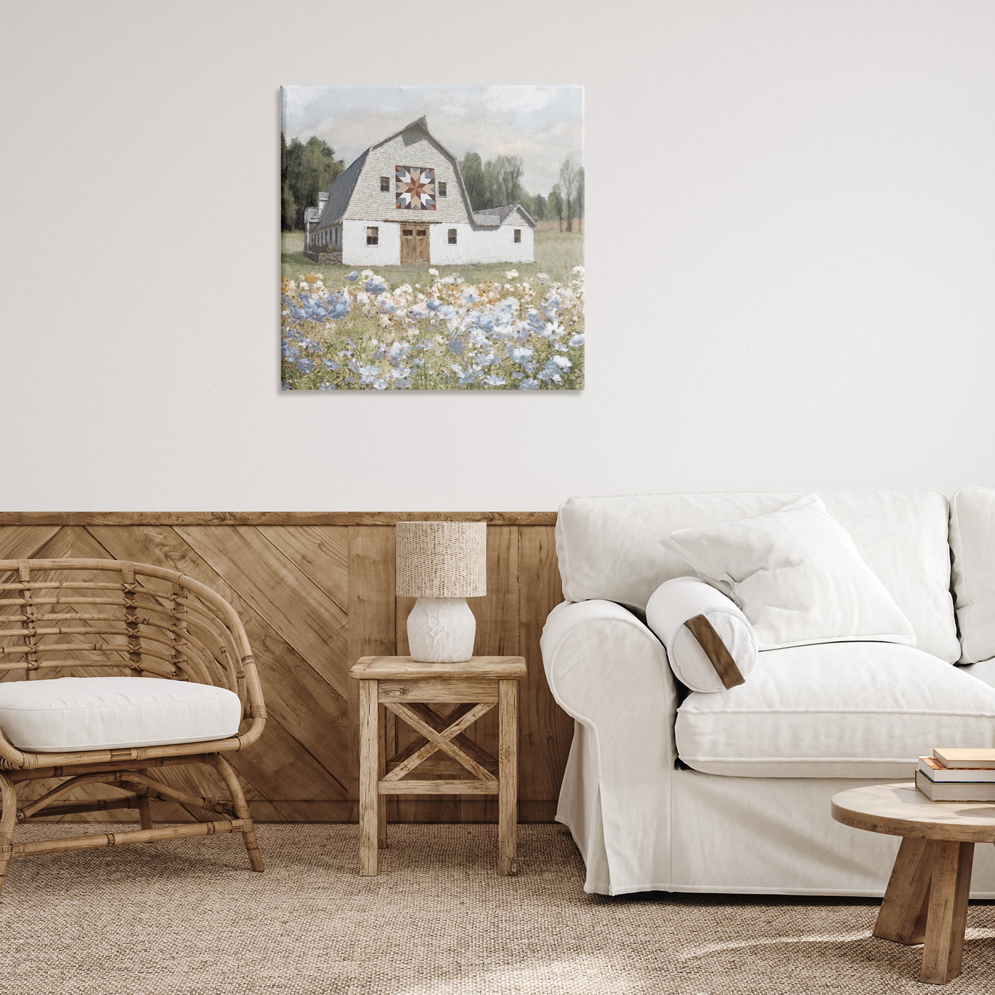 Stupell Industries Meadow View & Barn Landscape & Nature Painting Wrapped Canvas Art Print Wall Art, 30 x 30