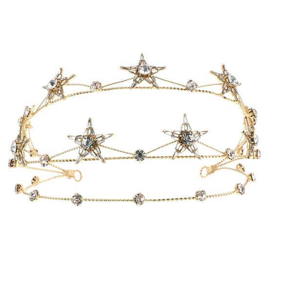 Mutably Christmas Star Crown Beaded Tiara Costume Hair Prom Crown Wedding Crowns for Birthday Festival Birthday Bridal Hair Accessories Golden