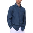 thumbnail image 4 of Men's Casual Chest Pocket Long Sleeve Button Down Outdoor Denim Shirt M Dark Blue, 4 of 6