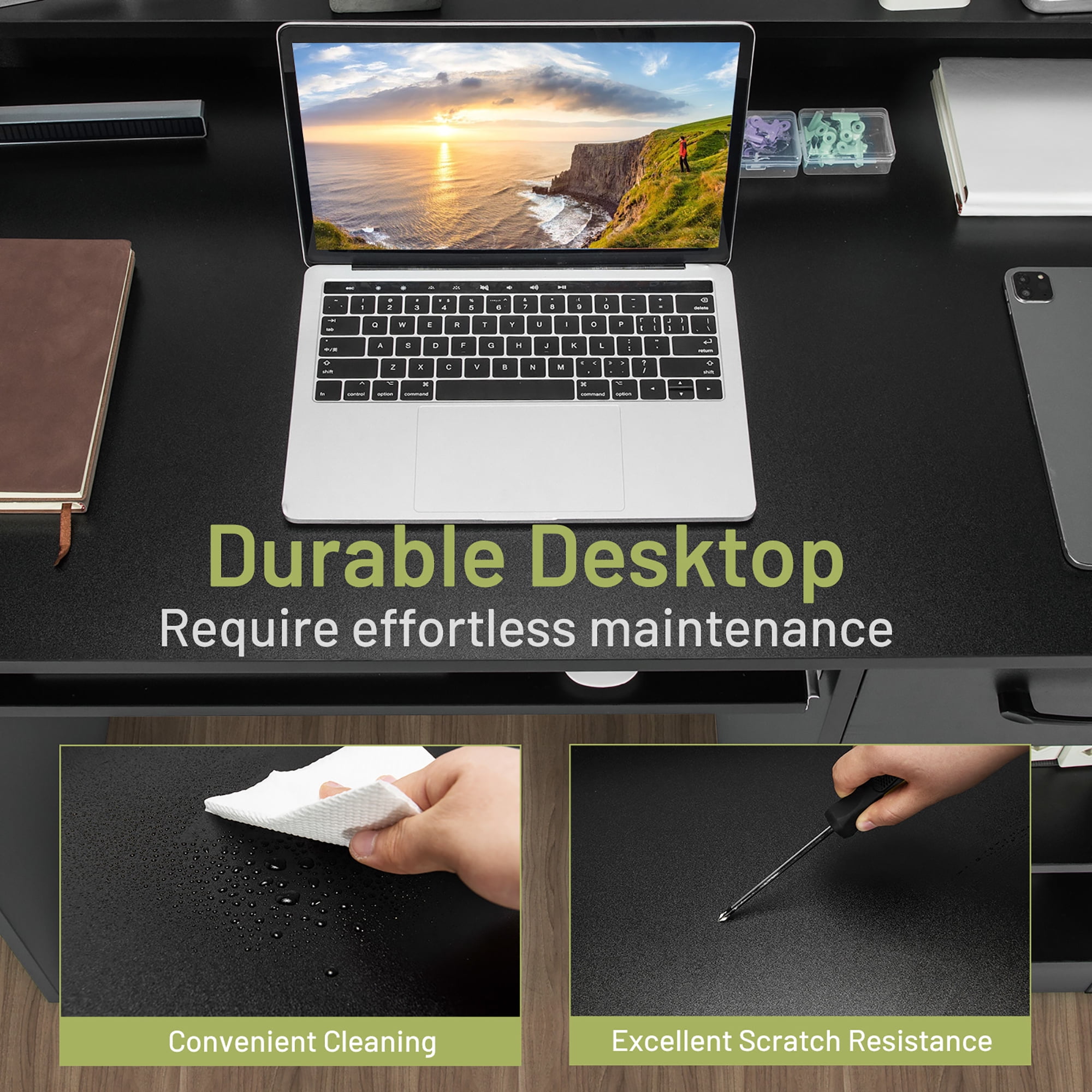 Costway 22" Wide Computer Desk Writing Study Laptop Table w/ Drawer & Keyboard Tray Black