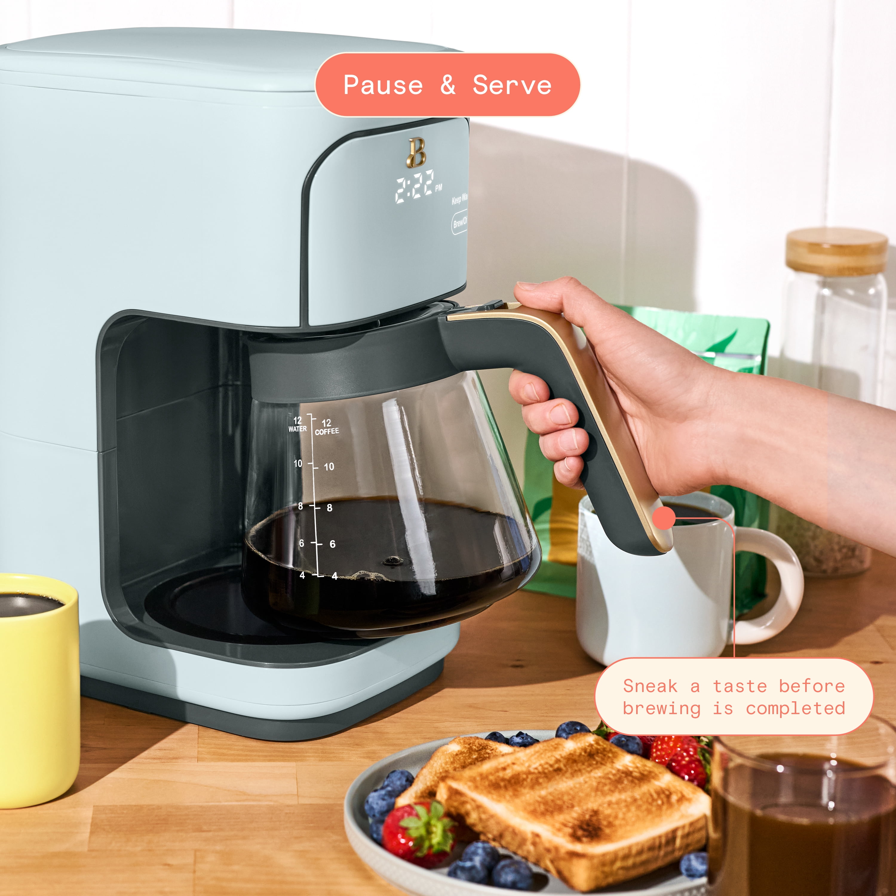 Beautiful 12-Cup Programmable Drip Coffee Maker, Hydrangea by Drew Barrymore