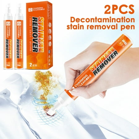 Cevemin 2 Pcs Stain Clean Up Pen – No Water Washing Portable Stain Remover for Clothing Removes Oil and Stains 10ml Each Ideal for Travel and Everyday Use