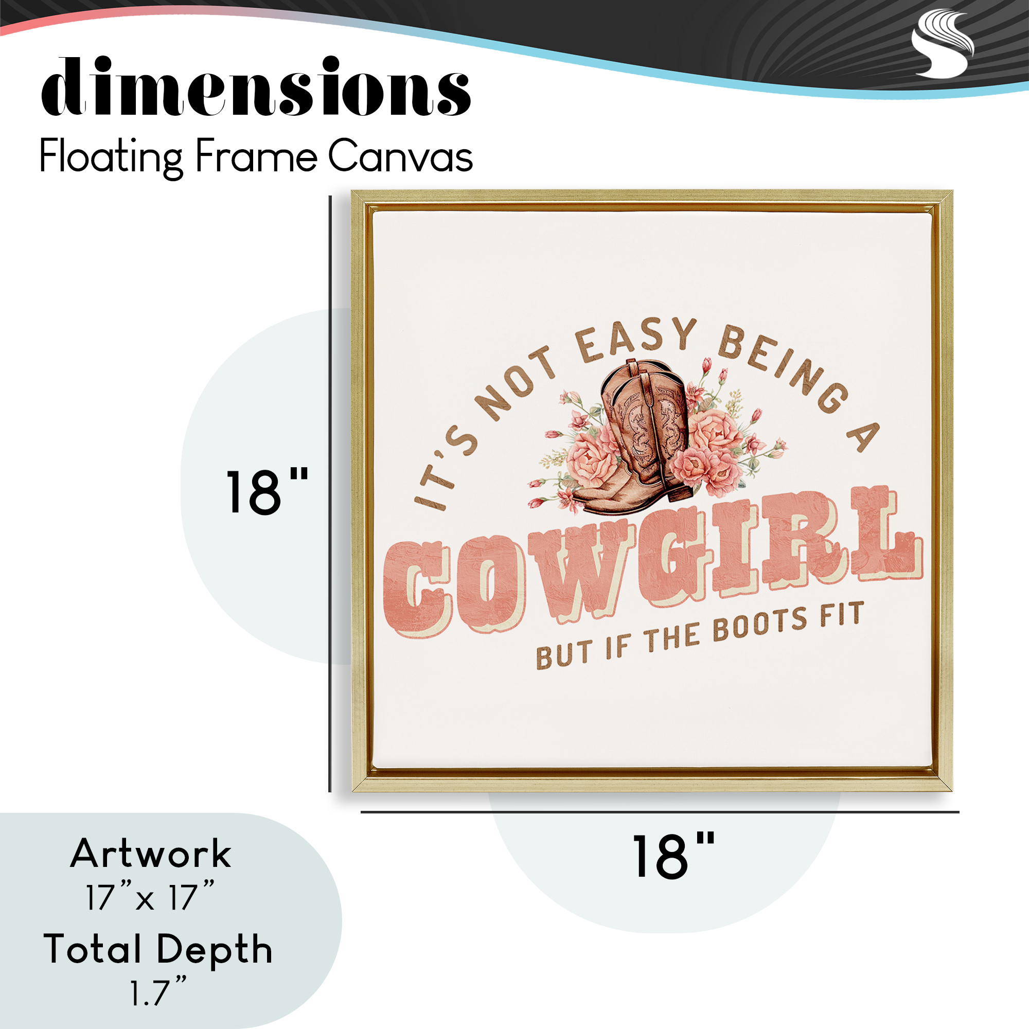 Not Easy Being Cowgirl Gold Framed Floater Canvas Wall Art, design by Kim Allen