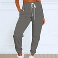 thumbnail image 2 of WTXUE Sweatpants, Scrub Pants Women's Solid Color Casual Sports Tie Up Waist with Sweater Material Pants, Slacks Pantalones De Mujer, Grey3, 2 of 4