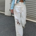 thumbnail image 4 of Vedolay Jeans Women Fashion Jeans Womens High Waisted Ripped Denim Pants White,L, 4 of 5