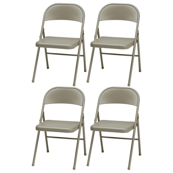 All Steel Folding Chair with Single Brace - Tan Finish