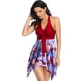 thumbnail image 1 of Plus Size Sexy Mesh Skirt Split Ladies Halter Bikini Swimsuit Two Piece, 1 of 4