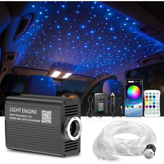 Starlight Headliner Kit - 500 count 0.03in x 9.8ft Fiber Optic  Lights for  with 16W RGBW, Twinkle &  Sync, APP/Remote Control for  Roof/Bedroom Ceiling