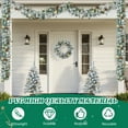 thumbnail image 3 of Pre-lit Christmas Tree Set of 4, Christmas Garland, Wreath and Set of 2 Entrance Trees with Warm White LED Lights and Remote Control, Artificial Christmas Tree Celebrating Set, Snow Green, 3 of 9