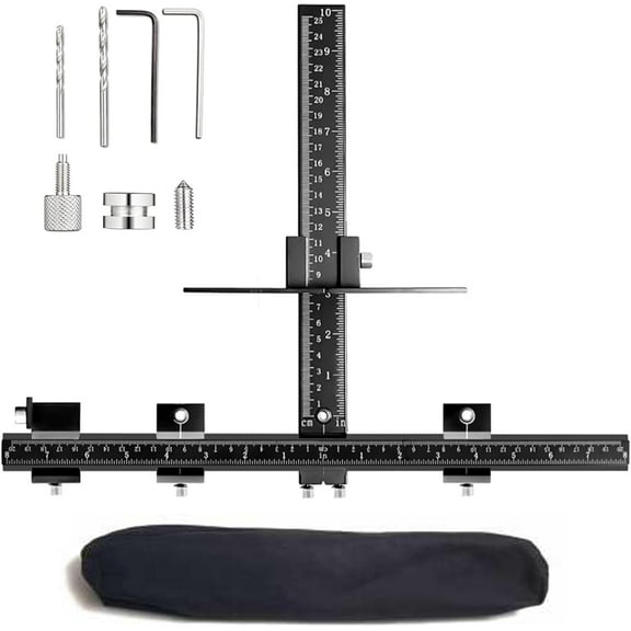 Cabinet Hardware Handle Jig: Aluminum Alloy Cabinet Handle Template Tool, Adjustable Woodworking Punch Locator Drill Guide for Installation Handles Knob on Drawer Door Pulls