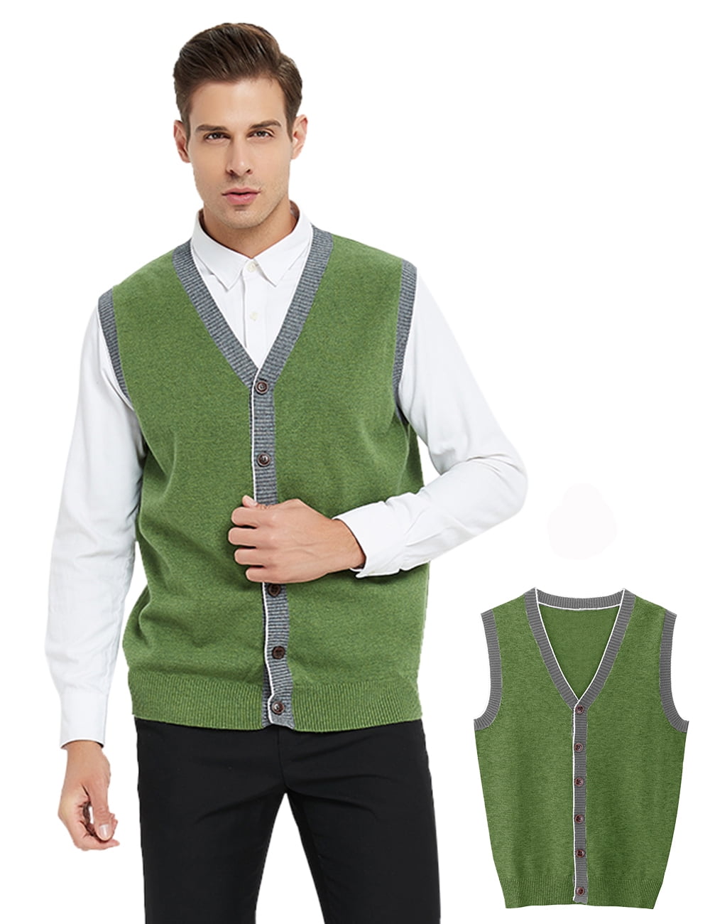 Mens Sleeveless Cardigan Knitted Button Waistcoat Father Knitwear Vest Waistcoat Sweater Gilet Tank Tops