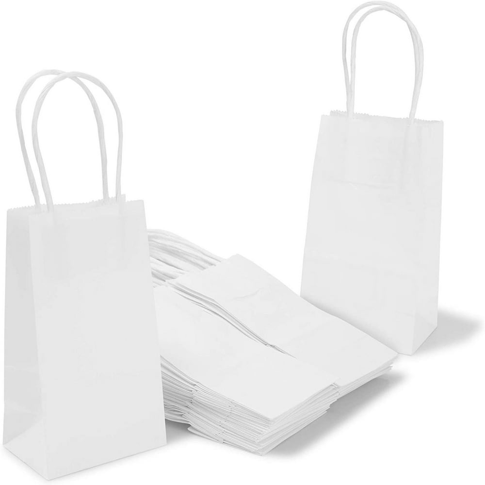 50-Pack Small White Kraft Paper Bag, 6.25x3.5x2.5 in. Party Gift Bags ...