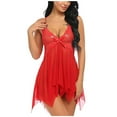 thumbnail image 2 of Women Lingerie Flower Lace Lingerie Babydoll V Neck Sleepwear Strap Chemise, 2 of 7