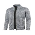 thumbnail image 3 of Men Zip Up Knit Jacket Casual Loose Stand Collar Long Sleeve Jacket, 3 of 6