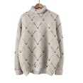 thumbnail image 4 of Suéter de cuello alto para mujer, jersey informal con estampado de alce navideño, cuello alto, corte ajustado, liso, para mujer, jersey de punto cálido de varios colores, 4 of 5