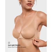 Women's Mesh Balconette Bra Sexy Demi Supportive Comfortable Seamless Underwire Unlined Sheer Bras