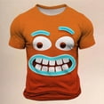 thumbnail image 3 of HXWCHs Men's Casual Emoticon Print Crew Neck Short Sleeve Tee for Spring Summer Comfort M Orange, 3 of 3
