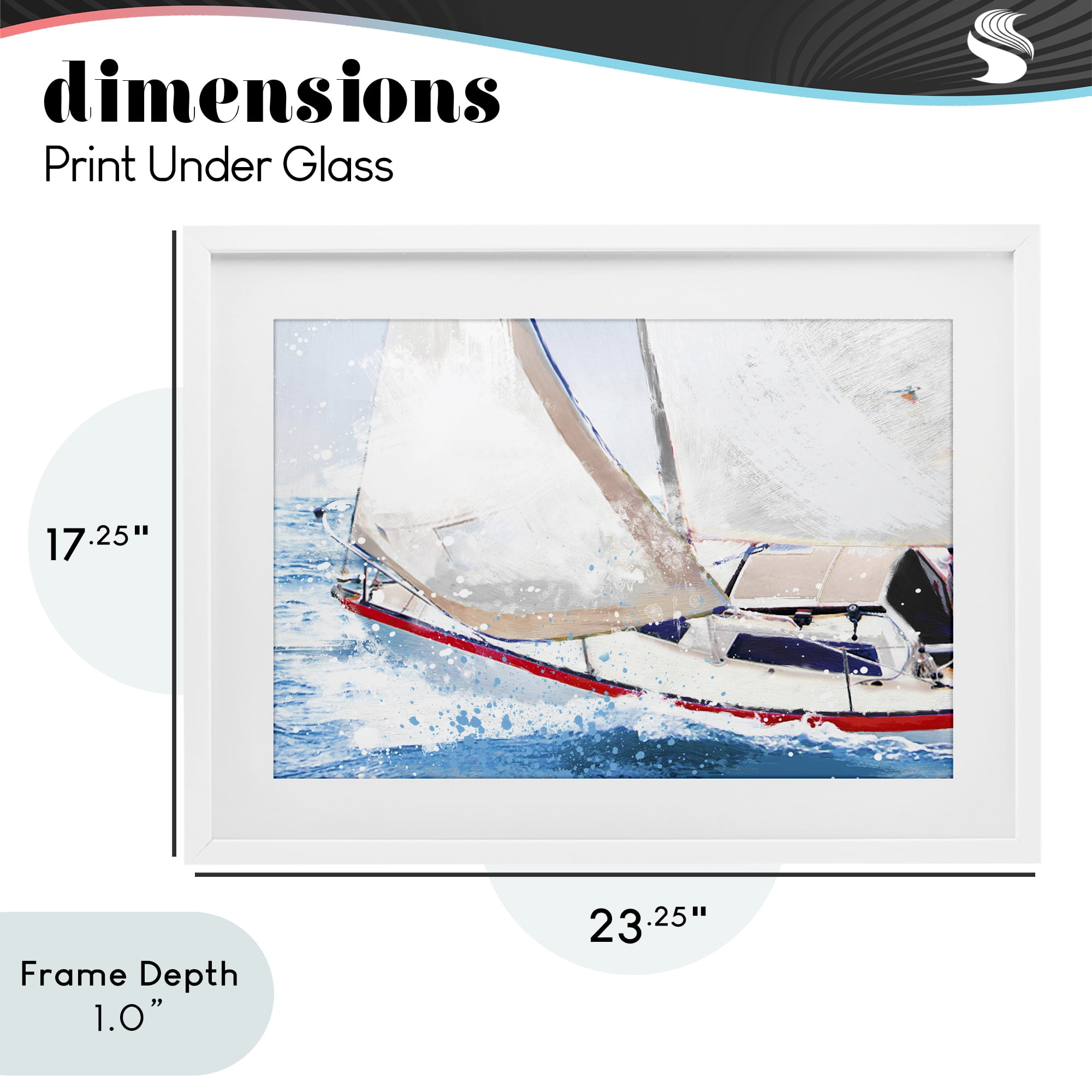 Stupell Industries Sailboat Racing Through Blue Waves White Framed Print Under Glass, design by Porter Hastings