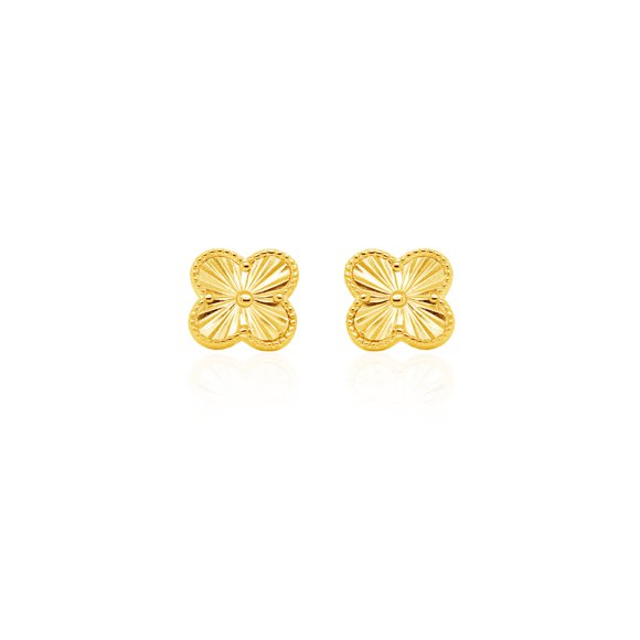 Mercie Sterling Silver Gold Vermeil Gold Clover Stud Earrings, Designer-Inspired Jewellery for Women