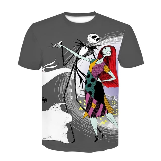 Camisetas de Halloween de Disney, pesadilla antes de Navidad, Jack Skellington, estampado 3D, camiseta de gran tamaño a la moda para hombres y mujeres, camisetas para niños