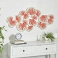 DecMode Orange Metal Floral Wall Decor