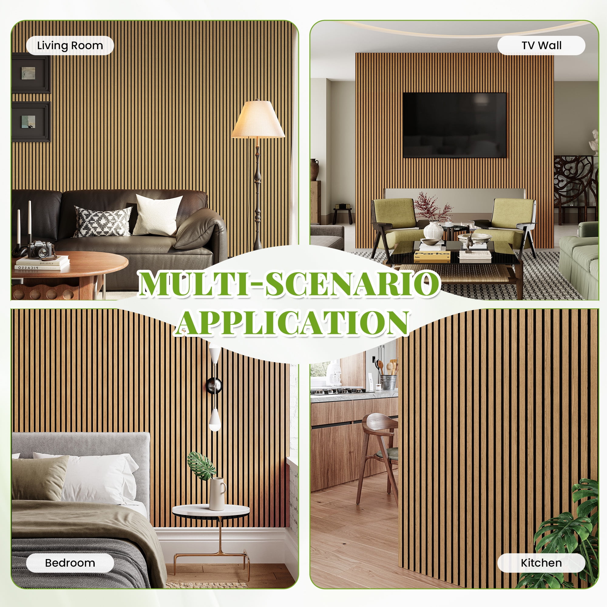 Easy4Home 2Pcs 106"x12.6" Wood Slat Acoustic Wall Panels, 3D Fluted Soundproof Decorative Panels for Interior Walls, American Oak