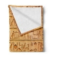thumbnail image 2 of Egypt Soft Flannel Fleece Throw Blanket, Hieroglyph Stones with Historic Prehistoric Art Style Different, Cozy Plush for Indoor and Outdoor Use, 70" x 90", Pale Orange Amber, by Ambesonne, 2 of 5