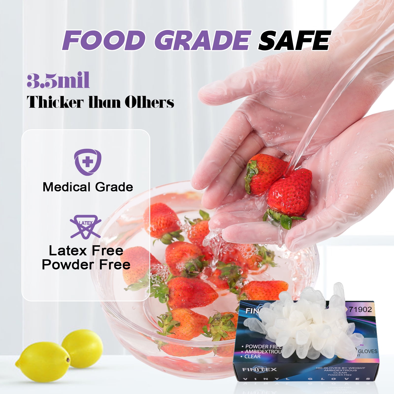 Finitex 1000 Count Vinyl Gloves, 4.5 Mil Latex-Free Disposable Gloves for Cooking and Cleaning, XL