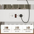 thumbnail image 4 of Bakers Rack with Power Outlet & LED Light, 45.3" Farmhouse Coffee Bar Cabinet, Kitchen Microwave Stand with Storage, Glass Cabinet, Goblet Holder & 8 Hooks, White, 4 of 9