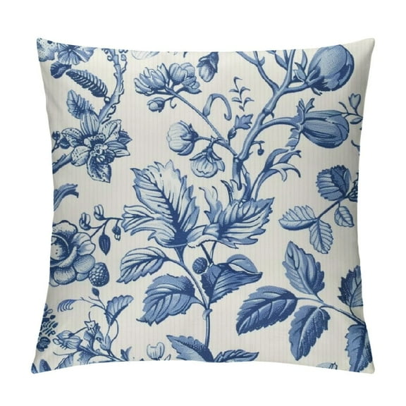 PRATYUS Floral Blue and White Flower Chinoiserie Throw Pillow Covers French Country Decorative Square Pillow Case Cushion Cover for Couch/Bed/Car 12x12in