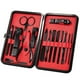 thumbnail image 1 of Set de manicura para hombre - Kit de pedicura profesional de acero inoxidable 15 en 1 Kit de cuidado de tijeras para uñas con estuche de viaje de cuero negro (rojo), 1 of 7