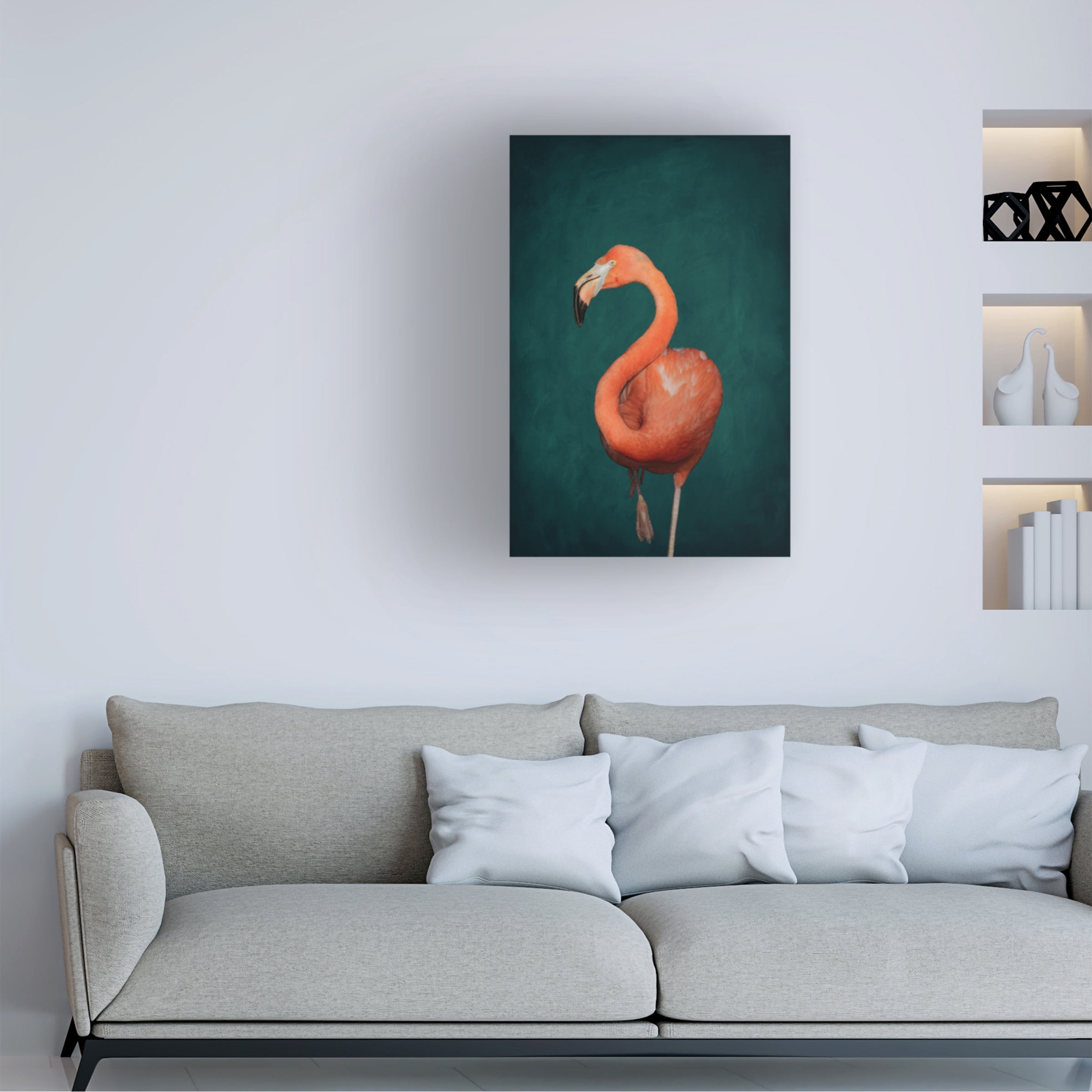 Aureous 'Green Flamingo' Canvas Art