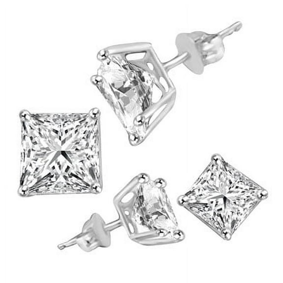 Diamond Essence Stud Earrings with Princess cut Stones - WEE1513- 2 Carat