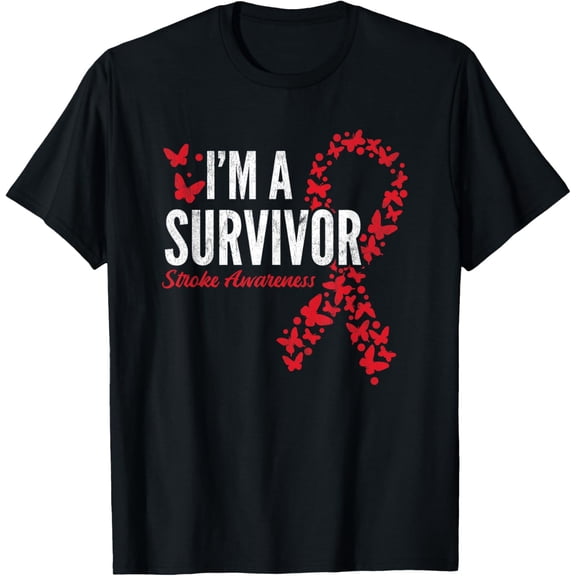 Survivor Stroke Awareness Stroke Survivor T-ShirtMen and women, Black T-shirt, size: Extra large