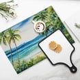 thumbnail image 4 of BaHomeck placemats Set of 4 rectangle Linen Cotton Placemats for Dining Table Washable Heat Resistant,Ocean Waves And Tropical Foliage,18*12inch, 4 of 4