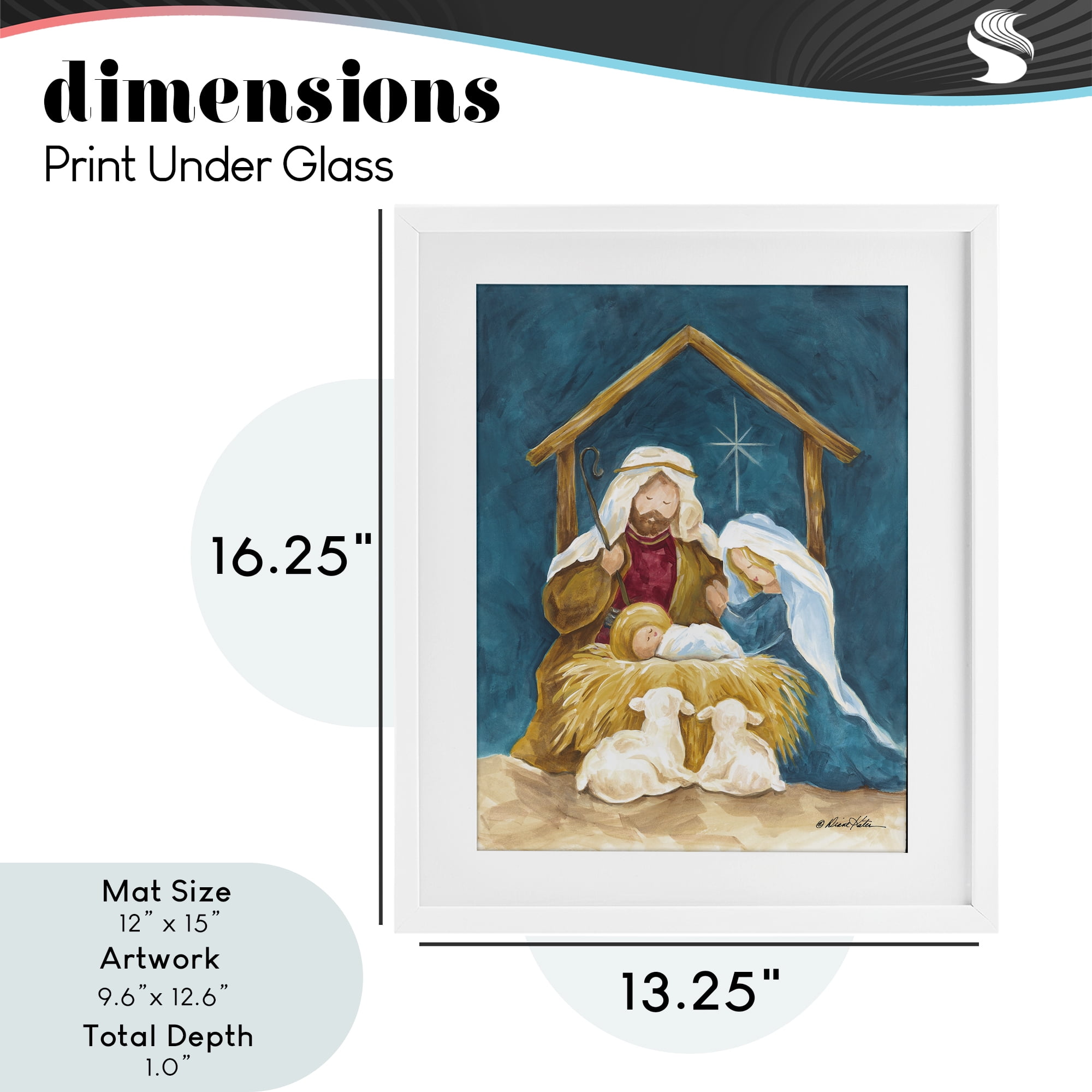 Comforting Nativity Painting White Framed Print Under Glass, design by Diane Kater