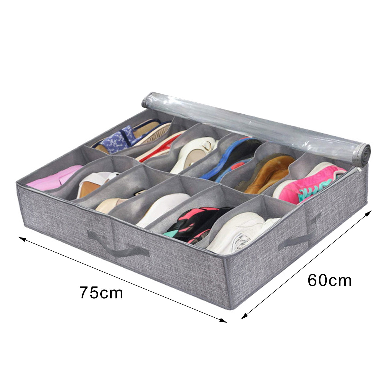 sunsanly Shoes Storage Bag Collapsible Shoe Boot Container with Handles Large Capacity Multiple Compartments Foldable Design Shoes Organizer