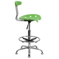 thumbnail image 3 of Vibrant Spicy Lime and Chrome Drafting Stool with Tractor Seat, 3 of 9