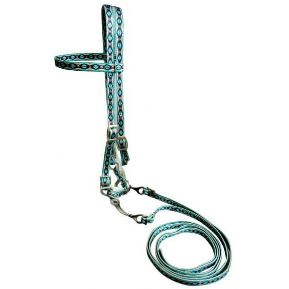 Showman Teal Southwest Print Nylon Browband Bridle