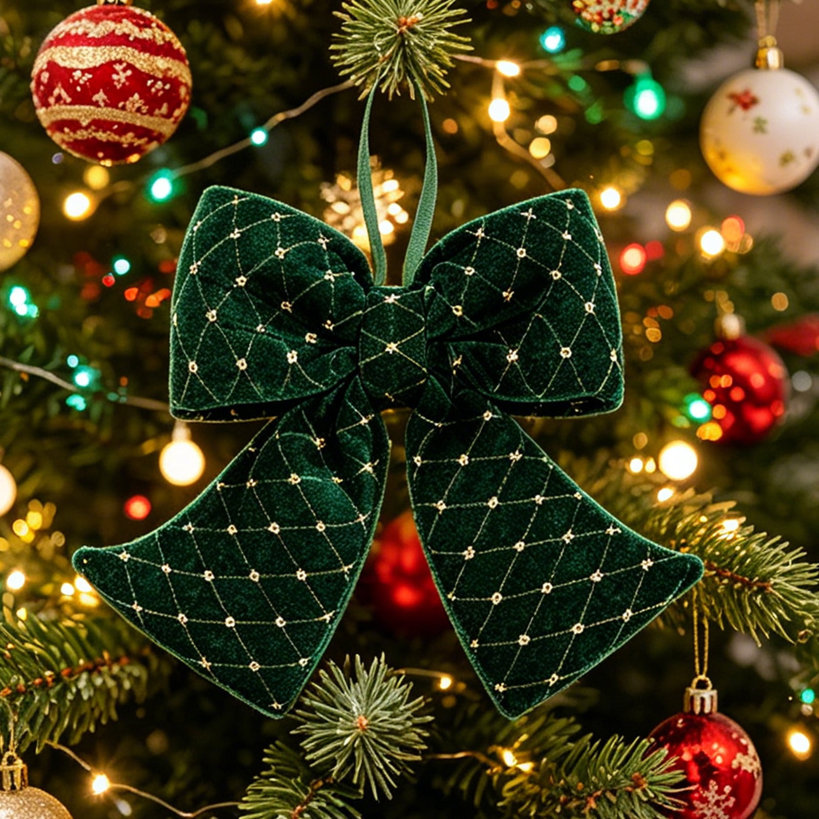 Velvet Bow Christmas Tree Decoration with Premium Flock Material and 3D Shaped Design Window Display Ornament for Store Decor Wedding Background and Holiday Party Setup.