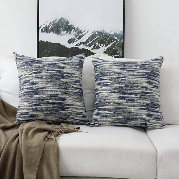 Juego de 2 fundas de almohada decorativas rectangulares con acento lumbar para sala de estar, 45 x 45 cm, color azul