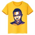 thumbnail image 3 of Camiseta deportiva de algodón amarilla de manga corta de verano para niños y niñas con estampado de avatar de Mbappé, 3 of 5