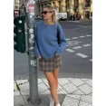 thumbnail image 5 of Jerséis de punto con cuello redondo liso clásico para mujer, jersey cálido ajustado de manga larga a la moda, prendas de punto que combinan con todo para mujer 2024, 5 of 5