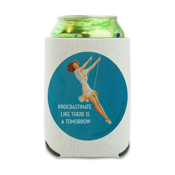 Procrastinate Like There is a Tomorrow Funny Humor Can Cooler - Drink Sleeve Hugger Collapsible Insulator - Beverage Insulated Holder