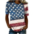 thumbnail image 5 of Womens American Flag Shirt 4th of July T-Shirt Patriotic Short Sleeve Tee USA Flag Stripe Star Summer Blouse Tops, 5 of 6
